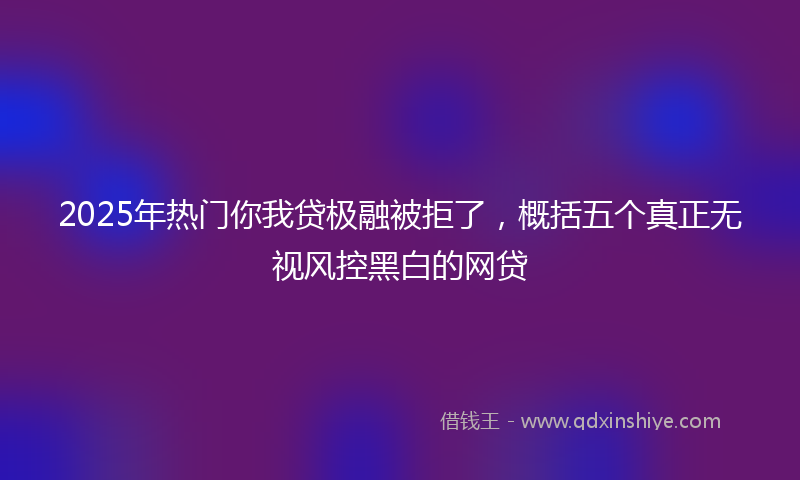 2025年热门你我贷极融被拒了，概括五个真正无视风控黑白的网贷