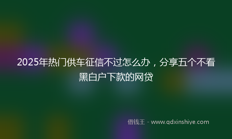 2025年热门供车征信不过怎么办，分享五个不看黑白户下款的网贷