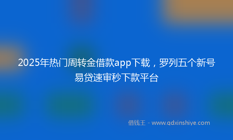 2025年热门周转金借款app下载，罗列五个新号易贷速审秒下款平台