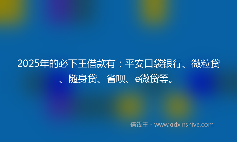 2025年的必下王借款有：平安口袋银行、微粒贷、随身贷、省呗、e微贷等。