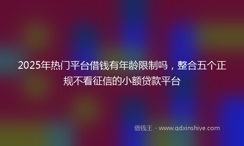 2025年热门平台借钱有年龄限制吗，整合五个正规不看征信的小额贷款平台