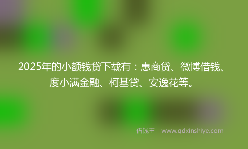 2025年的小额钱贷下载有：惠商贷、微博借钱、度小满金融、柯基贷、安逸花等。
