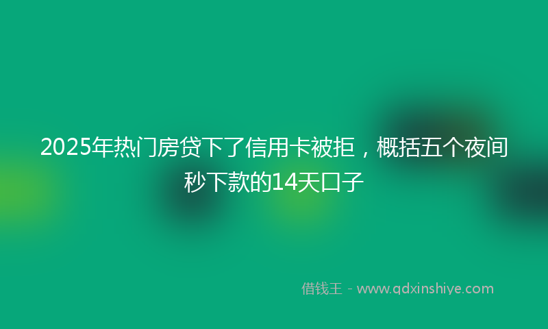 2025年热门房贷下了信用卡被拒，概括五个夜间秒下款的14天口子