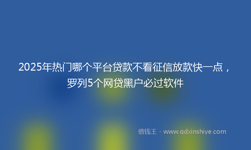 2025年热门哪个平台贷款不看征信放款快一点，罗列5个网贷黑户必过软件