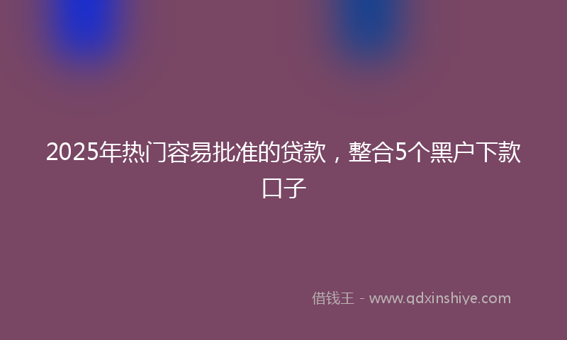 2025年热门容易批准的贷款，整合5个黑户下款口子