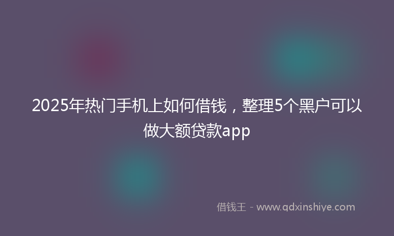 2025年热门手机上如何借钱，整理5个黑户可以做大额贷款app