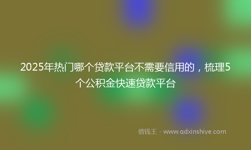 2025年热门哪个贷款平台不需要信用的，梳理5个公积金快速贷款平台