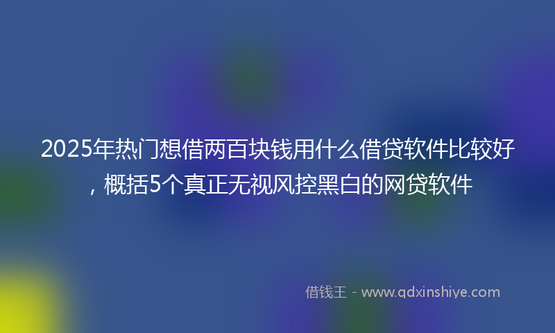 2025年热门想借两百块钱用什么借贷软件比较好，概括5个真正无视风控黑白的网贷软件