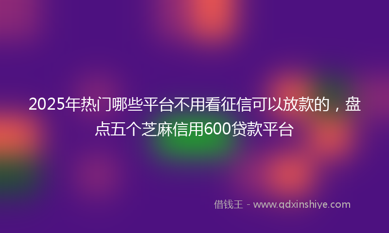 2025年热门哪些平台不用看征信可以放款的，盘点五个芝麻信用600贷款平台