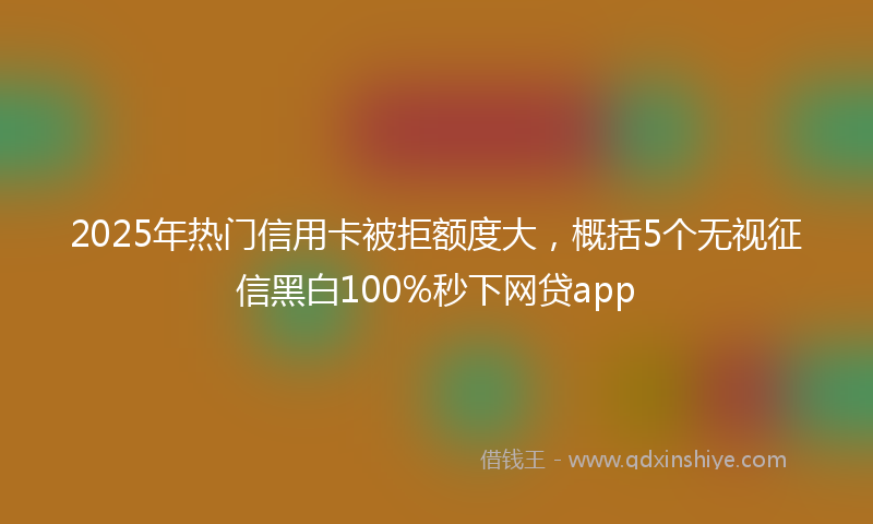 2025年热门信用卡被拒额度大，概括5个无视征信黑白100%秒下网贷app