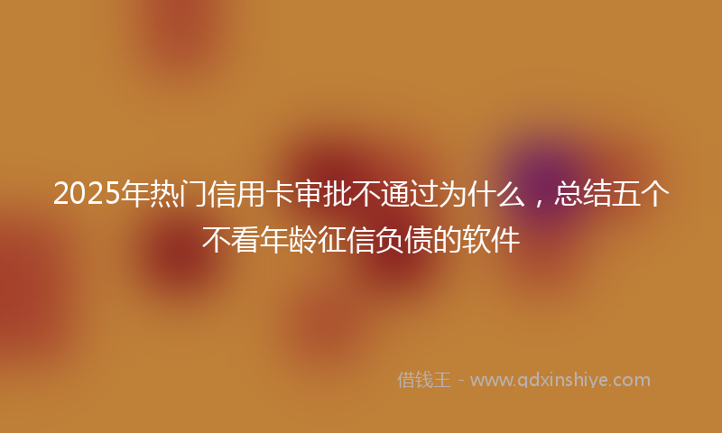 2025年热门信用卡审批不通过为什么，总结五个不看年龄征信负债的软件