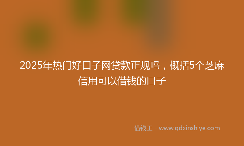 2025年热门好口子网贷款正规吗，概括5个芝麻信用可以借钱的口子