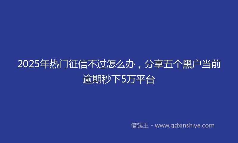2025年热门征信不过怎么办，分享五个黑户当前逾期秒下5万平台