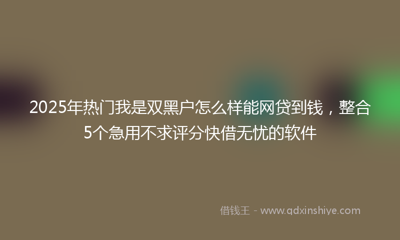 2025年热门我是双黑户怎么样能网贷到钱，整合5个急用不求评分快借无忧的软件