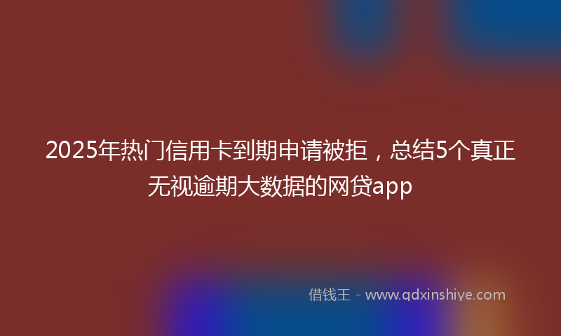 2025年热门信用卡到期申请被拒，总结5个真正无视逾期大数据的网贷app