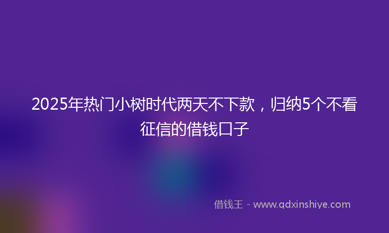 2025年热门小树时代两天不下款，归纳5个不看征信的借钱口子