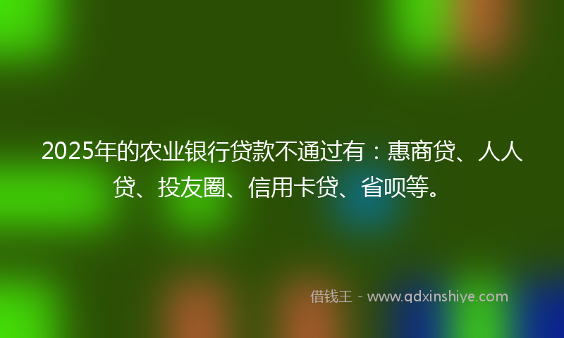 2025年的农业银行贷款不通过有：惠商贷、人人贷、投友圈、信用卡贷、省呗等。