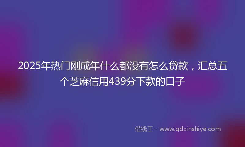 2025年热门刚成年什么都没有怎么贷款，汇总五个芝麻信用439分下款的口子