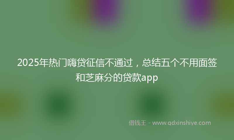 2025年热门嗨贷征信不通过，总结五个不用面签和芝麻分的贷款app