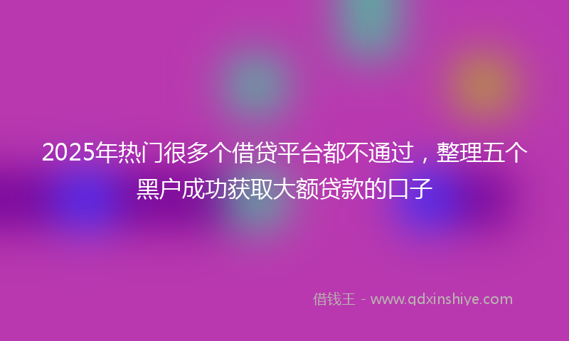 2025年热门很多个借贷平台都不通过，整理五个黑户成功获取大额贷款的口子