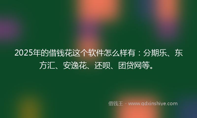 2025年的借钱花这个软件怎么样有：分期乐、东方汇、安逸花、还呗、团贷网等。