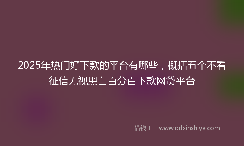 2025年热门好下款的平台有哪些，概括五个不看征信无视黑白百分百下款网贷平台