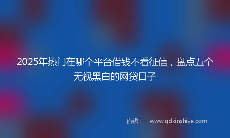 2025年热门在哪个平台借钱不看征信，盘点五个无视黑白的网贷口子