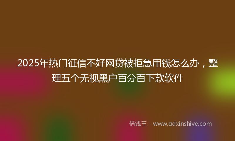 2025年热门征信不好网贷被拒急用钱怎么办，整理五个无视黑户百分百下款软件