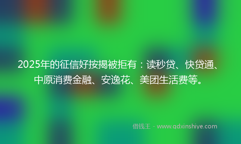 2025年的征信好按揭被拒有：读秒贷、快贷通、中原消费金融、安逸花、美团生活费等。