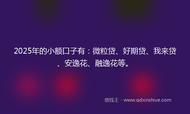 2025年的小额口子有：微粒贷、好期贷、我来贷、安逸花、融逸花等。