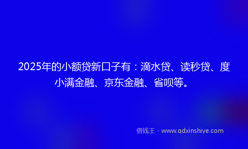 2025年的小额贷新口子有：滴水贷、读秒贷、度小满金融、京东金融、省呗等。