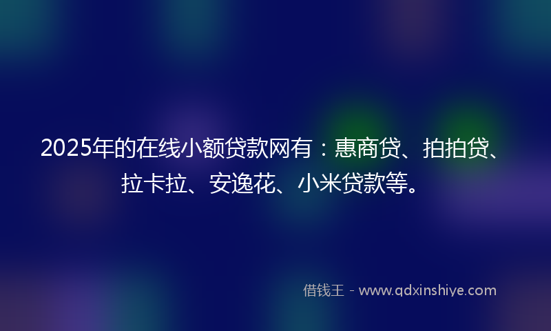 2025年的在线小额贷款网有：惠商贷、拍拍贷、拉卡拉、安逸花、小米贷款等。