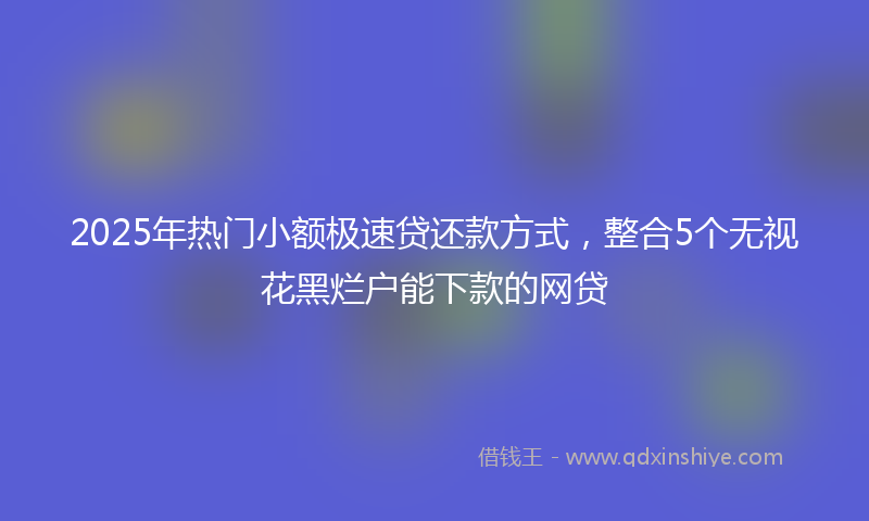 2025年热门小额极速贷还款方式，整合5个无视花黑烂户能下款的网贷