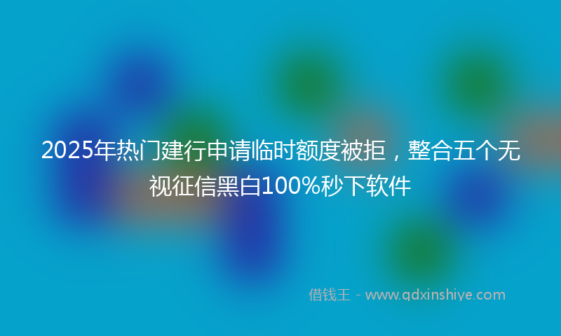 2025年热门建行申请临时额度被拒，整合五个无视征信黑白100%秒下软件