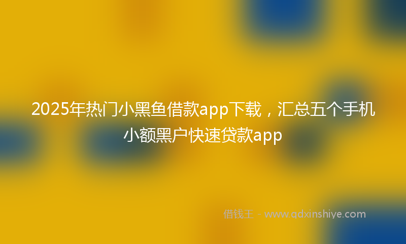 2025年热门小黑鱼借款app下载，汇总五个手机小额黑户快速贷款app