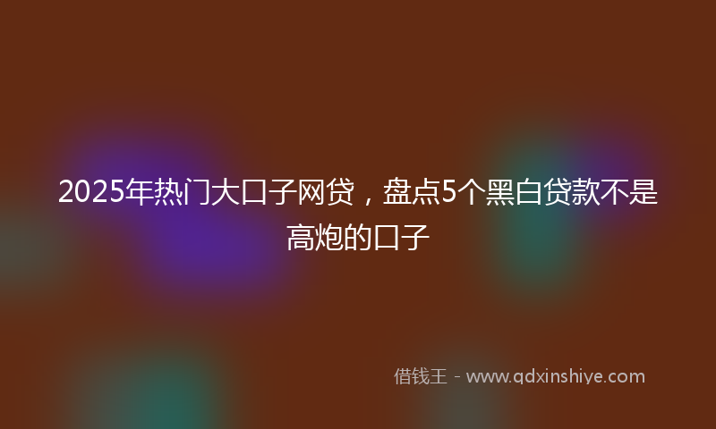 2025年热门大口子网贷，盘点5个黑白贷款不是高炮的口子