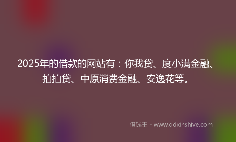 2025年的借款的网站有：你我贷、度小满金融、拍拍贷、中原消费金融、安逸花等。