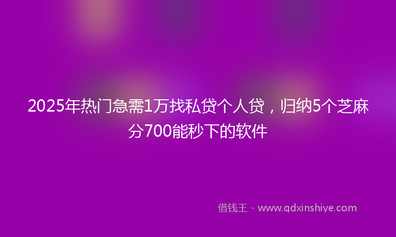 2025年热门急需1万找私贷个人贷，归纳5个芝麻分700能秒下的软件
