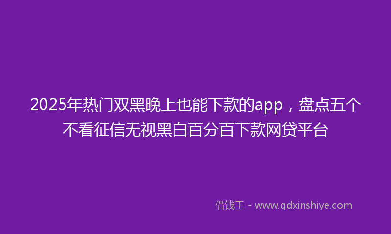 2025年热门双黑晚上也能下款的app，盘点五个不看征信无视黑白百分百下款网贷平台