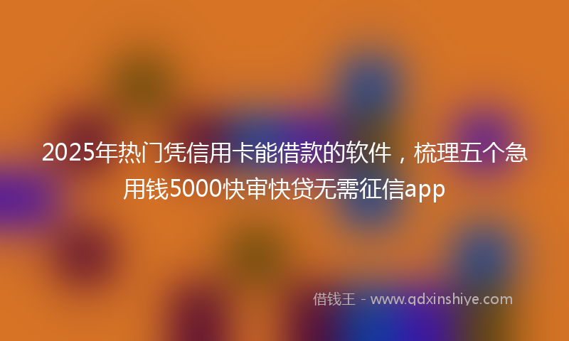 2025年热门凭信用卡能借款的软件，梳理五个急用钱5000快审快贷无需征信app