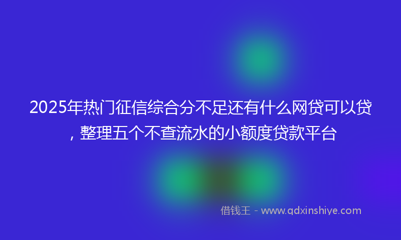 2025年热门征信综合分不足还有什么网贷可以贷，整理五个不查流水的小额度贷款平台