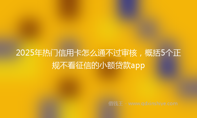 2025年热门信用卡怎么通不过审核，概括5个正规不看征信的小额贷款app