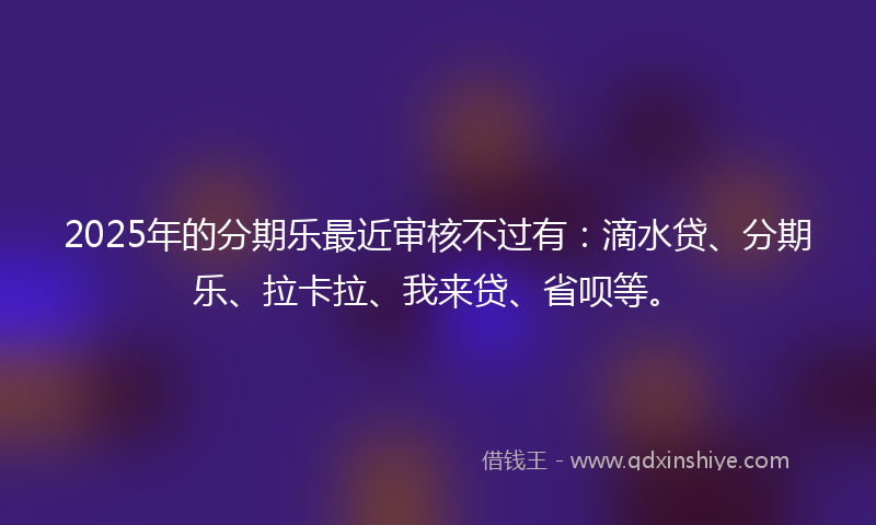 2025年的分期乐最近审核不过有：滴水贷、分期乐、拉卡拉、我来贷、省呗等。