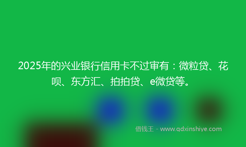 2025年的兴业银行信用卡不过审有：微粒贷、花呗、东方汇、拍拍贷、e微贷等。