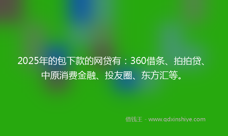 2025年的包下款的网贷有：360借条、拍拍贷、中原消费金融、投友圈、东方汇等。