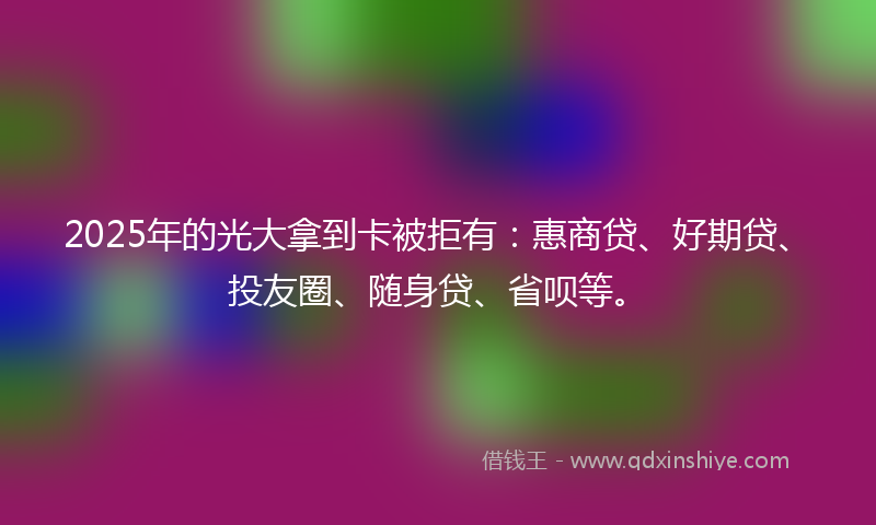 2025年的光大拿到卡被拒有：惠商贷、好期贷、投友圈、随身贷、省呗等。