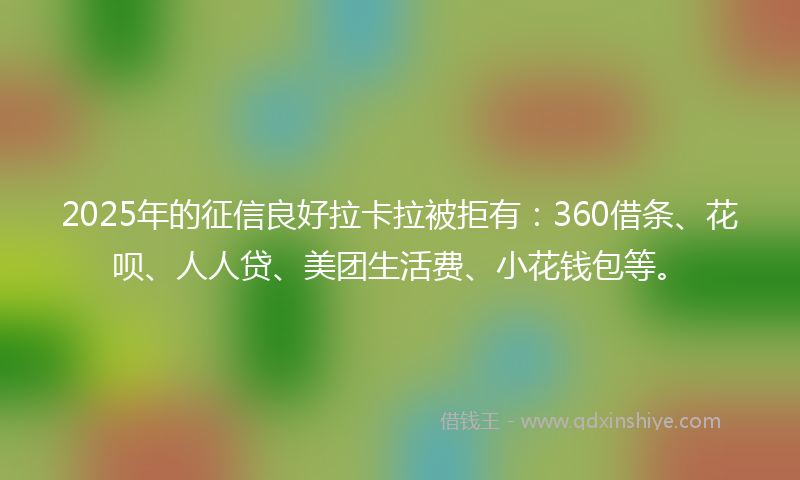 2025年的征信良好拉卡拉被拒有：360借条、花呗、人人贷、美团生活费、小花钱包等。