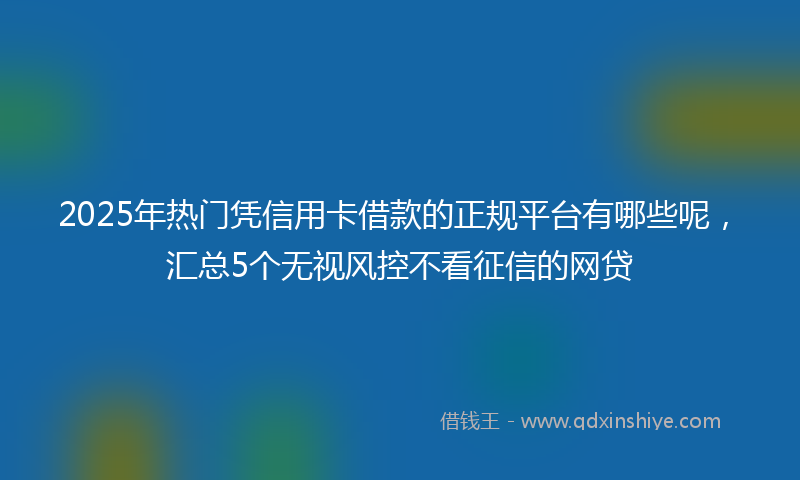 2025年热门凭信用卡借款的正规平台有哪些呢，汇总5个无视风控不看征信的网贷