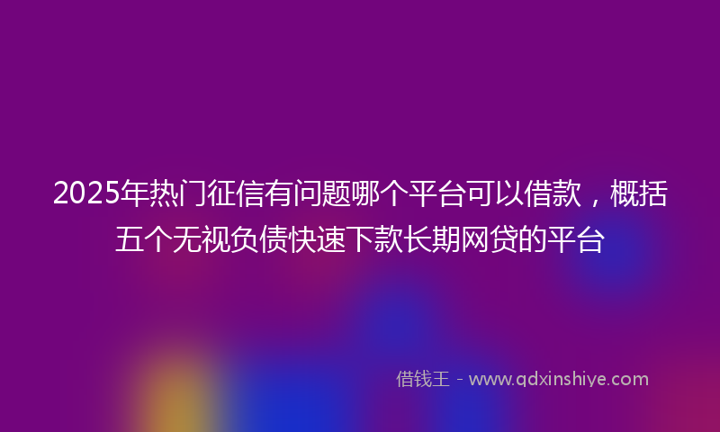 2025年热门征信有问题哪个平台可以借款，概括五个无视负债快速下款长期网贷的平台