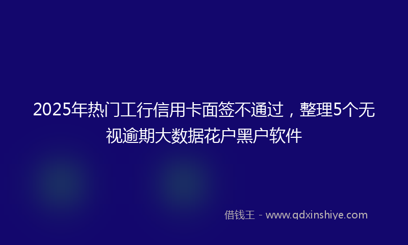 2025年热门工行信用卡面签不通过，整理5个无视逾期大数据花户黑户软件